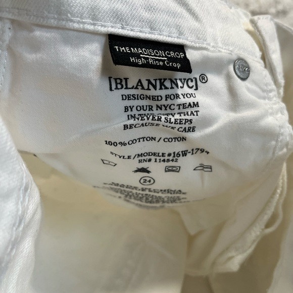 NWT BLANKNYC The Madison Crop High Waist Jeans Raw Hem White Size 24 - Picture 10 of 15
